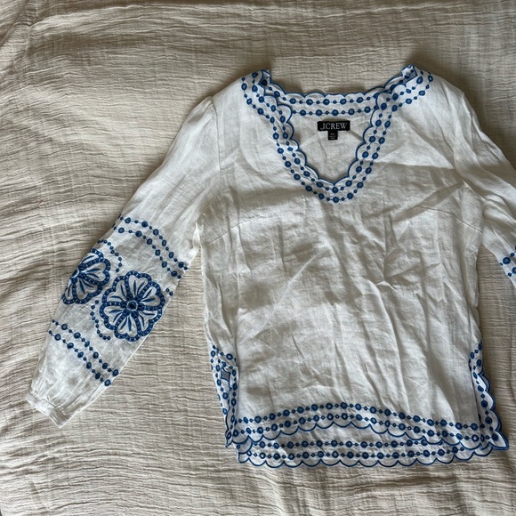 NWOT J crew bungalow embroidered top - Picture 2 of 6